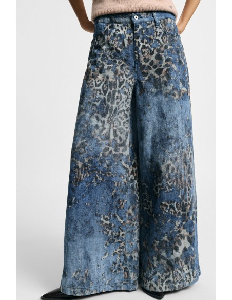 Jean animalier à jambes très larges, taille moyenne, s'il vous plaît