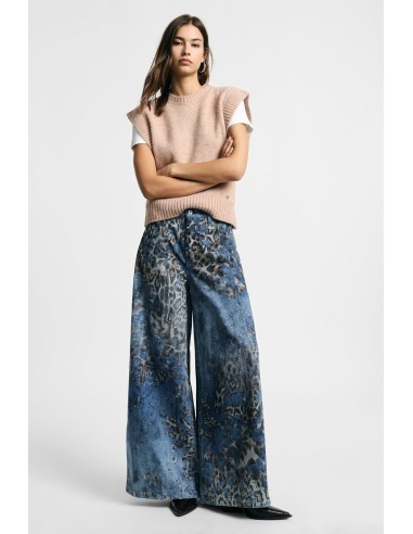 Jean animalier à jambes très larges, taille moyenne, s'il vous plaît