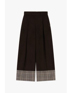 Palazzo-broek met hoge taille en geruite omslag Please 2
