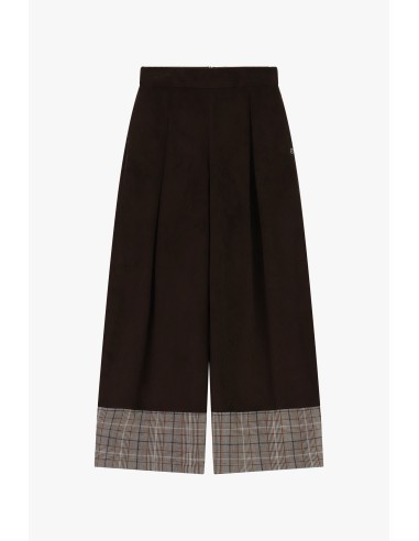 Pantalon palazzo taille haute à revers à carreaux s'il vous plaît