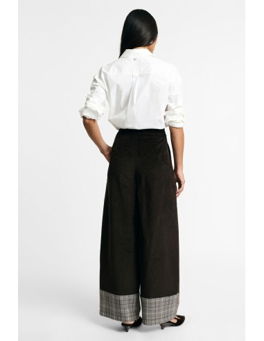 Pantalon palazzo taille haute à revers à carreaux s'il vous plaît