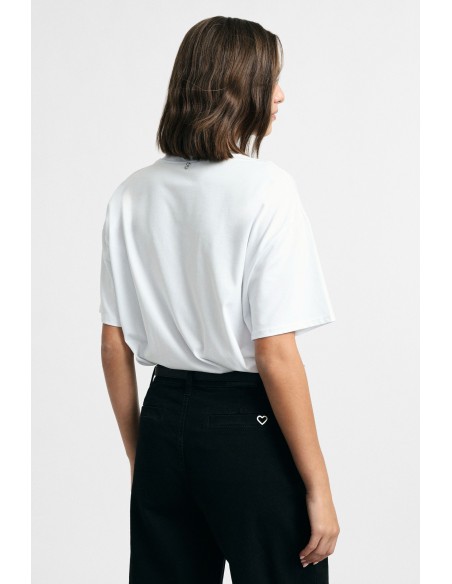 T-shirt à manches courtes avec imprimé de chiens et inscription sur le devant Please