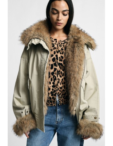 Parka courte à capuche avec détails en fourrure Please