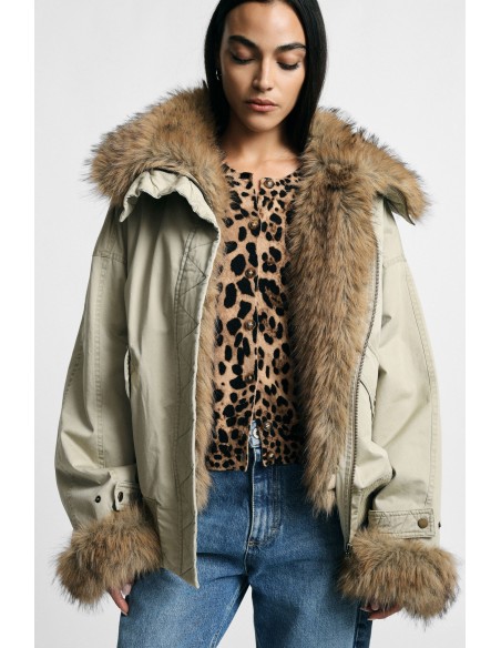 Parka courte à capuche avec détails en fourrure Please