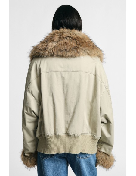 Parka courte à capuche avec détails en fourrure Please