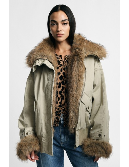 Parka courte à capuche avec détails en fourrure Please