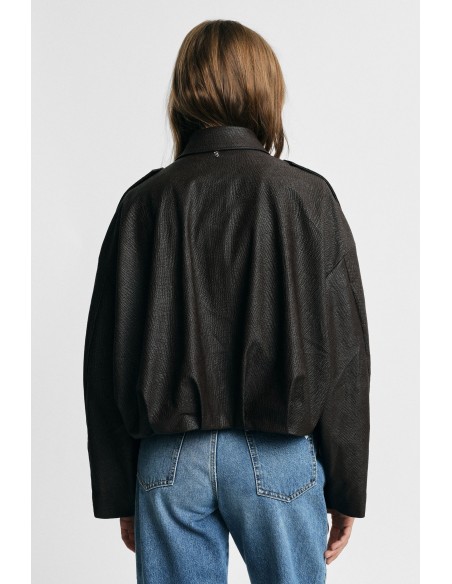 Veste courte en similicuir avec fermeture éclair et épaules larges s'il vous plaît