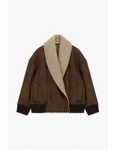 Veste courte en fausse fourrure écologique à col large, s’il vous plaît 2