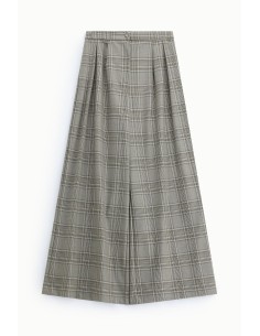 Pantalon palazzo à carreaux avec plis sur le devant 2