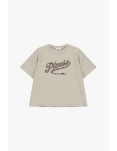 T-shirt ample à col rond avec imprimé frontal Please 2