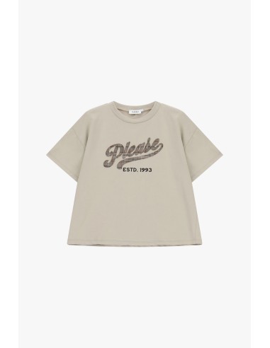 T-shirt ample à col rond avec imprimé frontal Please