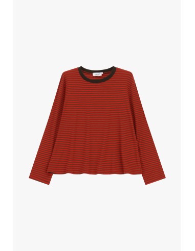 T-shirt rayé à col rond et manches longues Please