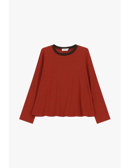 Gestreept T-shirt met ronde hals en lange mouwen Please