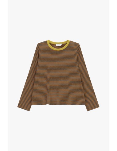 Gestreept T-shirt met ronde hals en lange mouwen Please