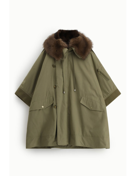 Manteau oversize avec brandebourgs et col en fourrure Dixie