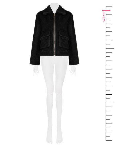 Blouson court en fausse fourrure douce avec maxi poches Rinascimento