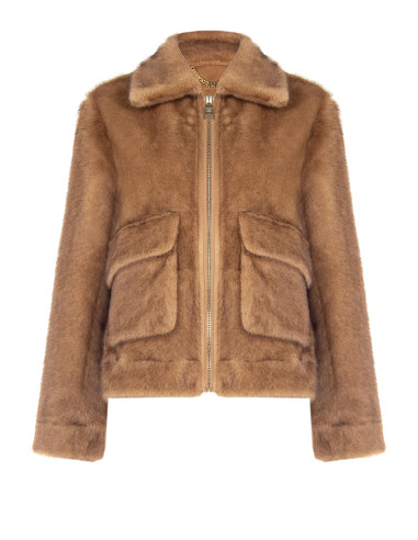Blouson court en fausse fourrure douce avec maxi poches Rinascimento