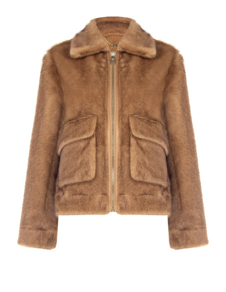 Blouson court en fausse fourrure douce avec maxi poches Rinascimento