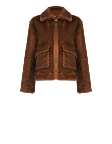 Blouson court en fausse fourrure douce avec maxi poches Rinascimento