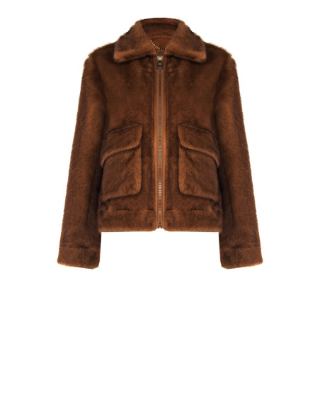 Blouson court en fausse fourrure douce avec maxi poches Rinascimento