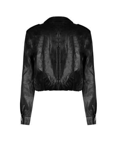 Veste en similicuir brillant à effet légèrement froissé avec boutons assortis Rinascimento