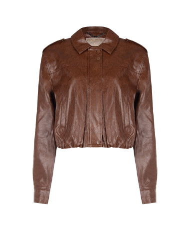 Veste en similicuir brillant à effet légèrement froissé avec boutons assortis Rinascimento