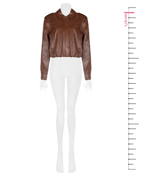 Veste en similicuir brillant à effet légèrement froissé avec boutons assortis Rinascimento