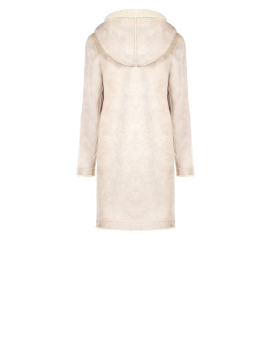 Manteau long en imitation peau lainée avec pochette assortie et capuche Rinascimento