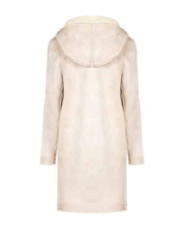 Manteau long en imitation peau lainée avec pochette assortie et capuche Rinascimento