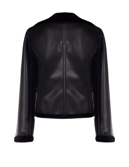 Veste biker en similicuir et fausse fourrure Rinascimento