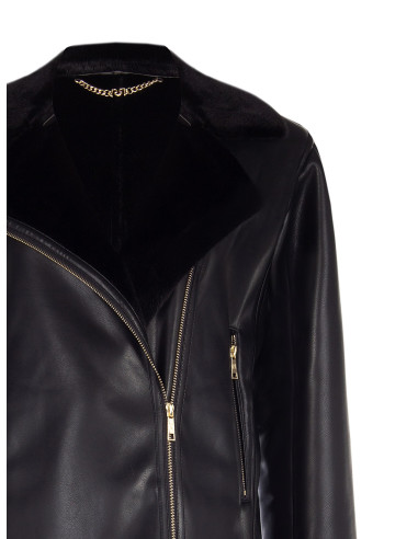 Veste biker en similicuir et fausse fourrure Rinascimento