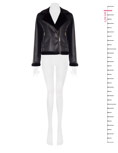 Veste biker en similicuir et fausse fourrure Rinascimento