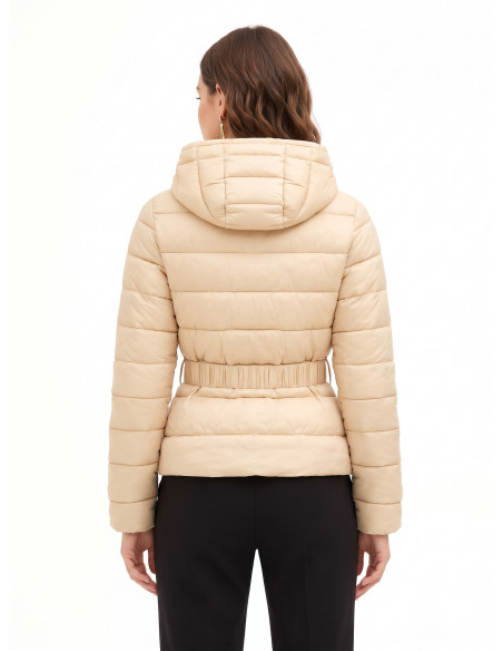Doudoune courte cintrée avec capuche et ceinture élastique Rinascimento