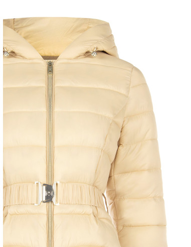 Doudoune courte cintrée avec capuche et ceinture élastique Rinascimento