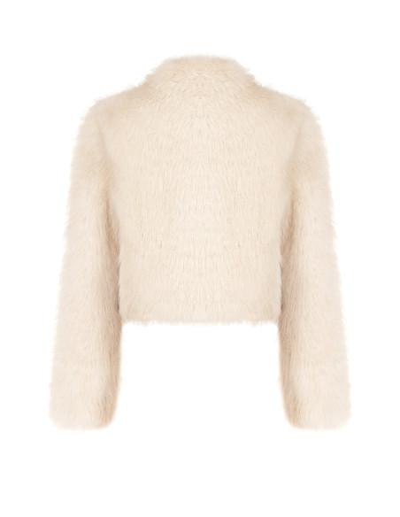 Manteau court en fausse fourrure avec perles ton sur ton Rinascimento