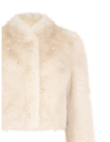 Manteau court en fausse fourrure avec perles ton sur ton Rinascimento