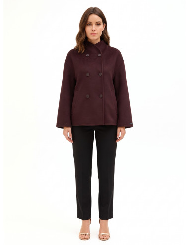 Manteau court oversize fait main en drap de laine mélangée Rinascimento