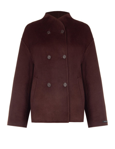 Manteau court oversize fait main en drap de laine mélangée Rinascimento