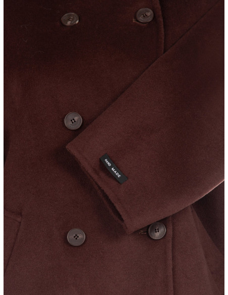Manteau court oversize fait main en drap de laine mélangée Rinascimento