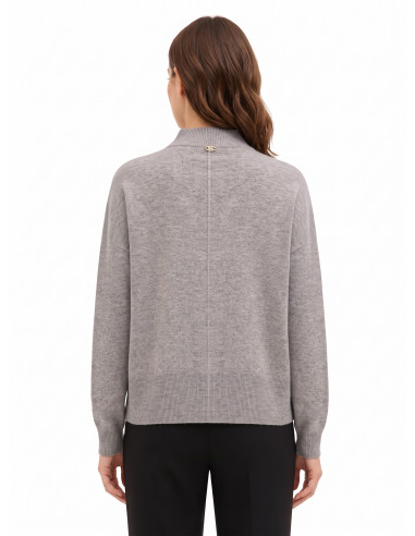 Pull-over oversize à col montant en laine avec couture centrale Rinascimento