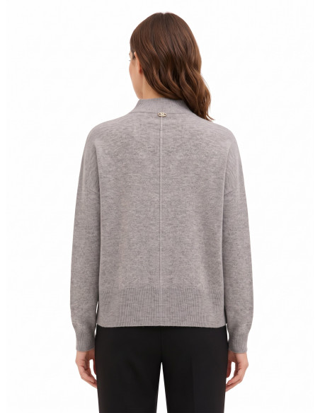 Pull-over oversize à col montant en laine avec couture centrale Rinascimento