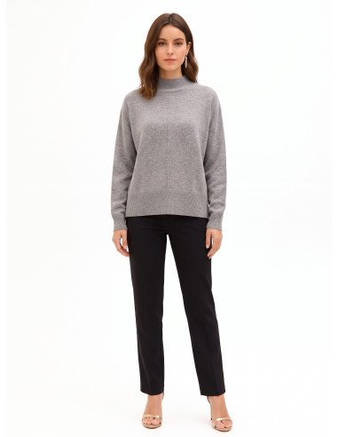 Pull-over oversize à col montant en laine avec couture centrale Rinascimento