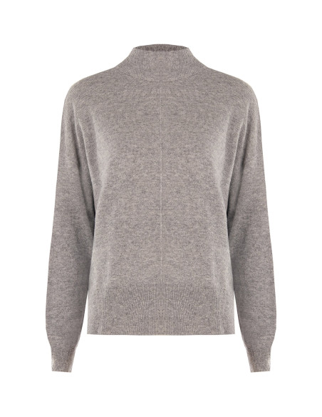 Pull-over oversize à col montant en laine avec couture centrale Rinascimento