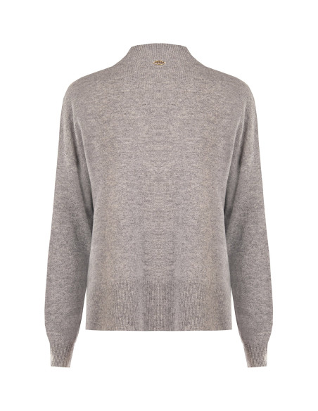 Pull-over oversize à col montant en laine avec couture centrale Rinascimento