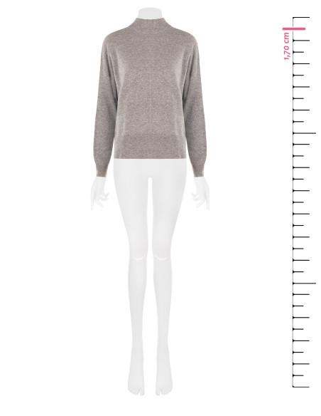 Pull-over oversize à col montant en laine avec couture centrale Rinascimento