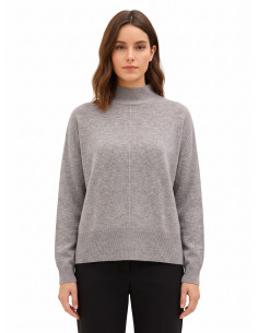 Pull-over oversize à col montant en laine avec couture centrale Rinascimento