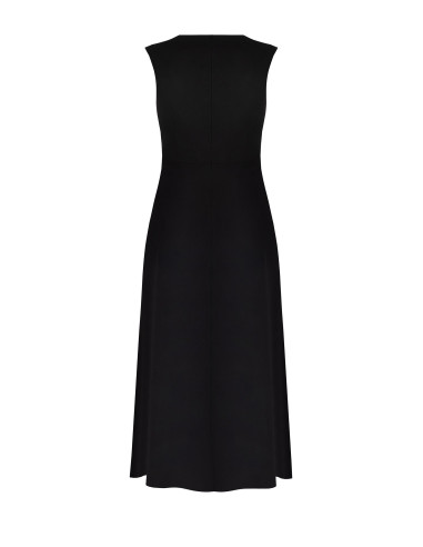 Robe longue grande taille en scuba crêpe bicolore avec empiècement plissé contrastant Rinascimento Curvy