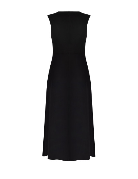 Robe longue grande taille en scuba crêpe bicolore avec empiècement plissé contrastant Rinascimento Curvy