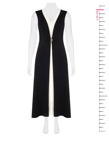 Robe longue grande taille en scuba crêpe bicolore avec empiècement plissé contrastant Rinascimento Curvy