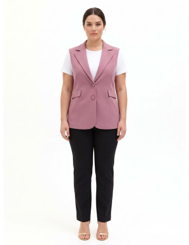 Getailleerd curvy-gilet van scuba-crêpe – Rinascimento Curvy